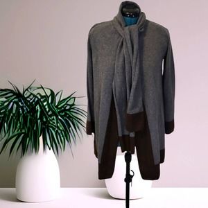 RALPH LAUREN Cashmere Open front Wool Blend Cardigan With Scarf Ties Size S